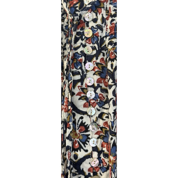 Cynthia Rowley Maxi Skirt Sz S Floral Shell Buttons Slit Front Tassel Flowy NWOT - Picture 3 of 10